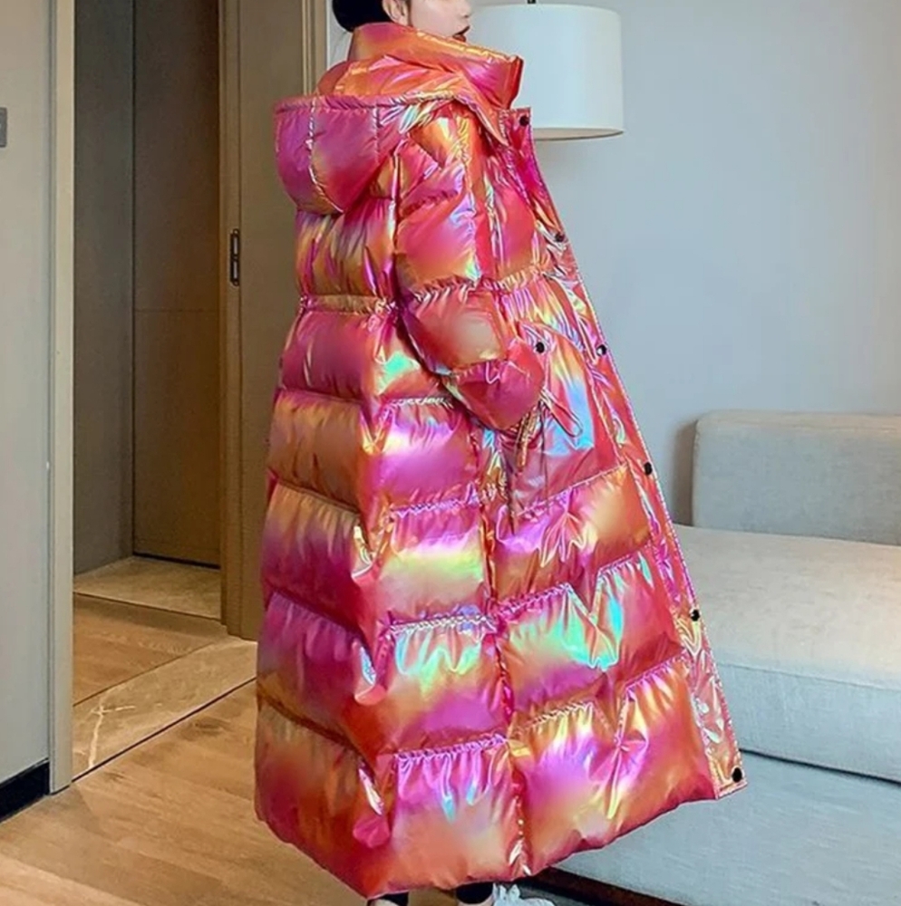 Iridescent Long Puffer Coat